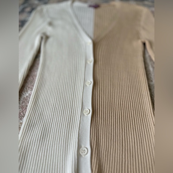 Staud Cargo Colorblock Ribbed Cardigan V Neck Stretchy Sweater Size Small - Picture 6 of 10